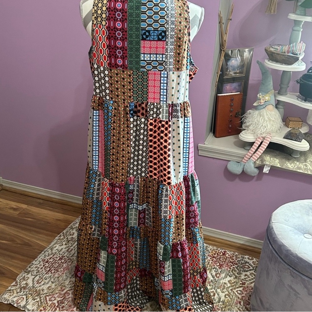 Multicolor Patchwork Maxi Dress - image 2